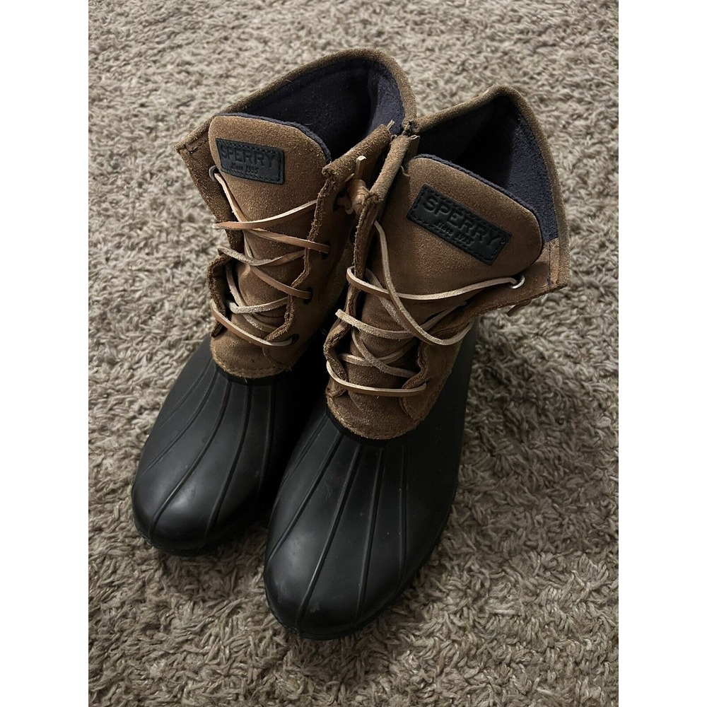 Sperry Women's Duck Boots Rubber Boot With Suede Top Size 10 M Good To Very GC!!